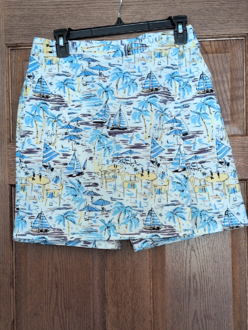 Charter Club Tropical Sailboat Mini Skirt in Blue & Yellow